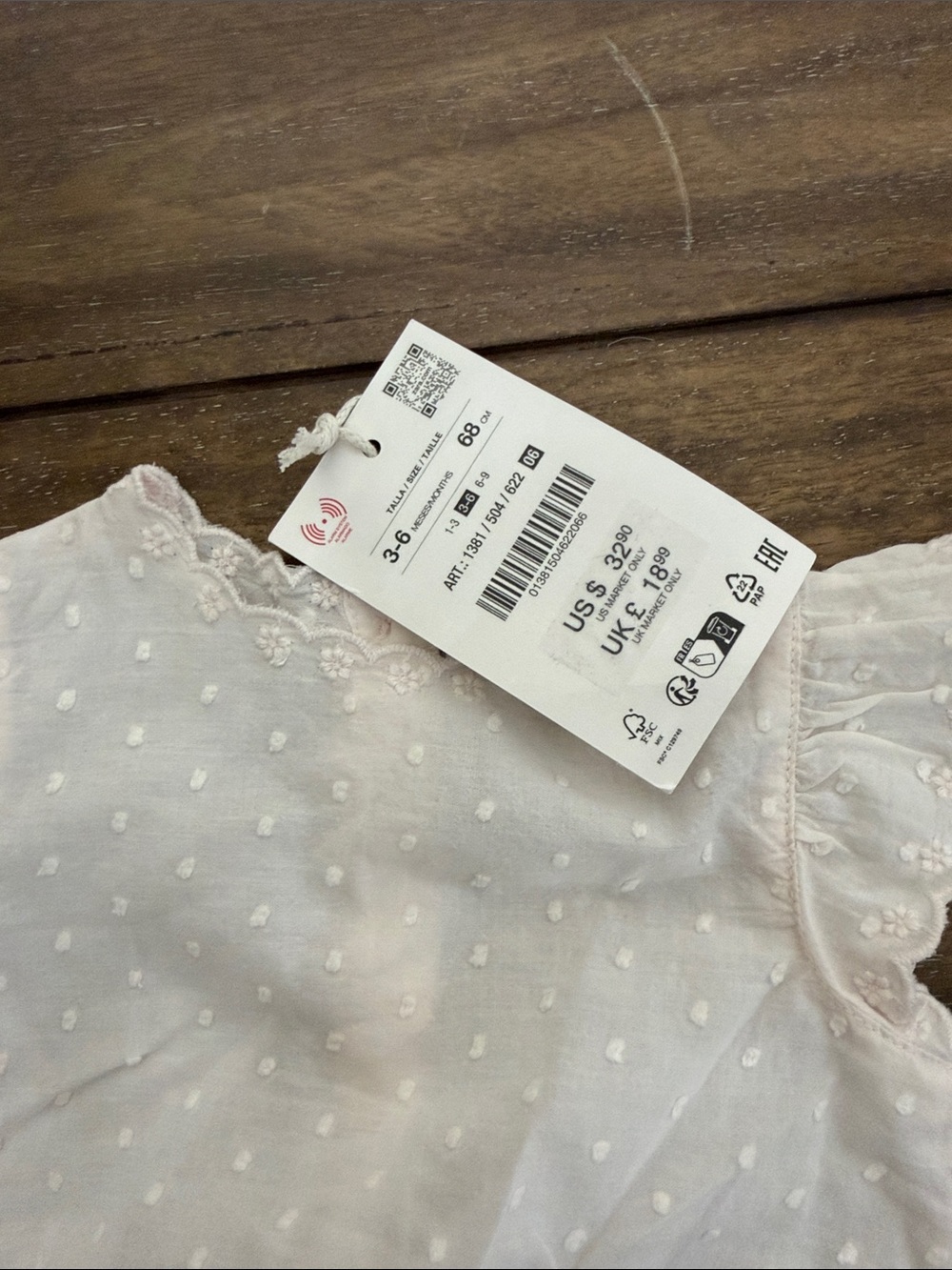 Zara Cream Dot-Texture Baby One-Piece Romper - Picture 2 of 5